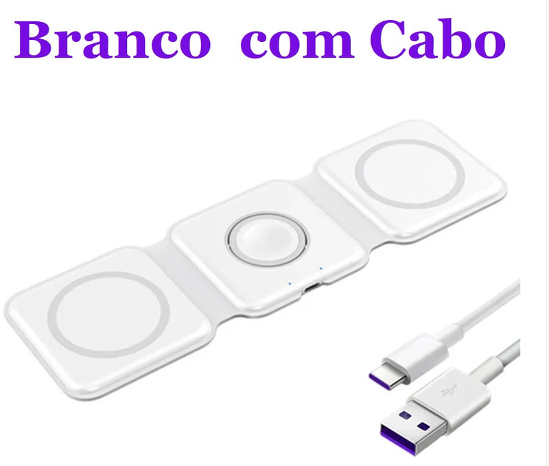 Carregador rápido 3 em 1 sem fio Unileve®, portatil, compacto